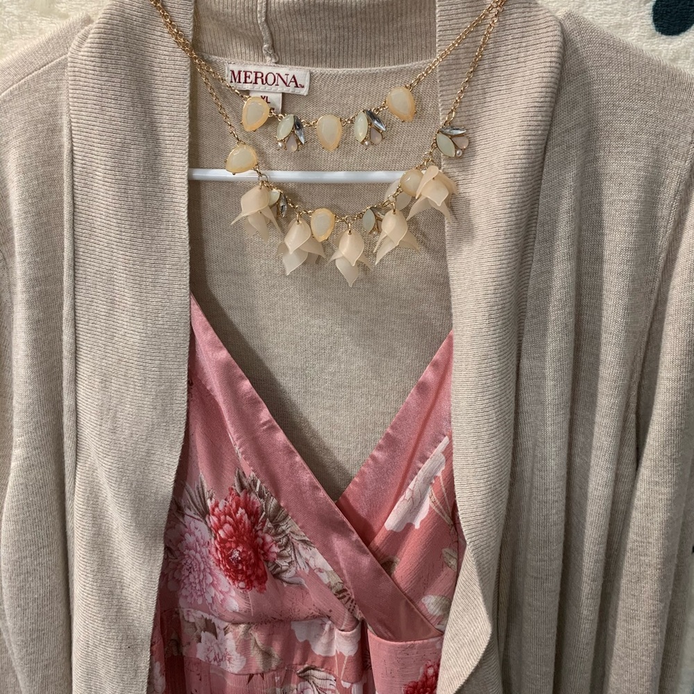 Pink Floral Pleated Midi Dress